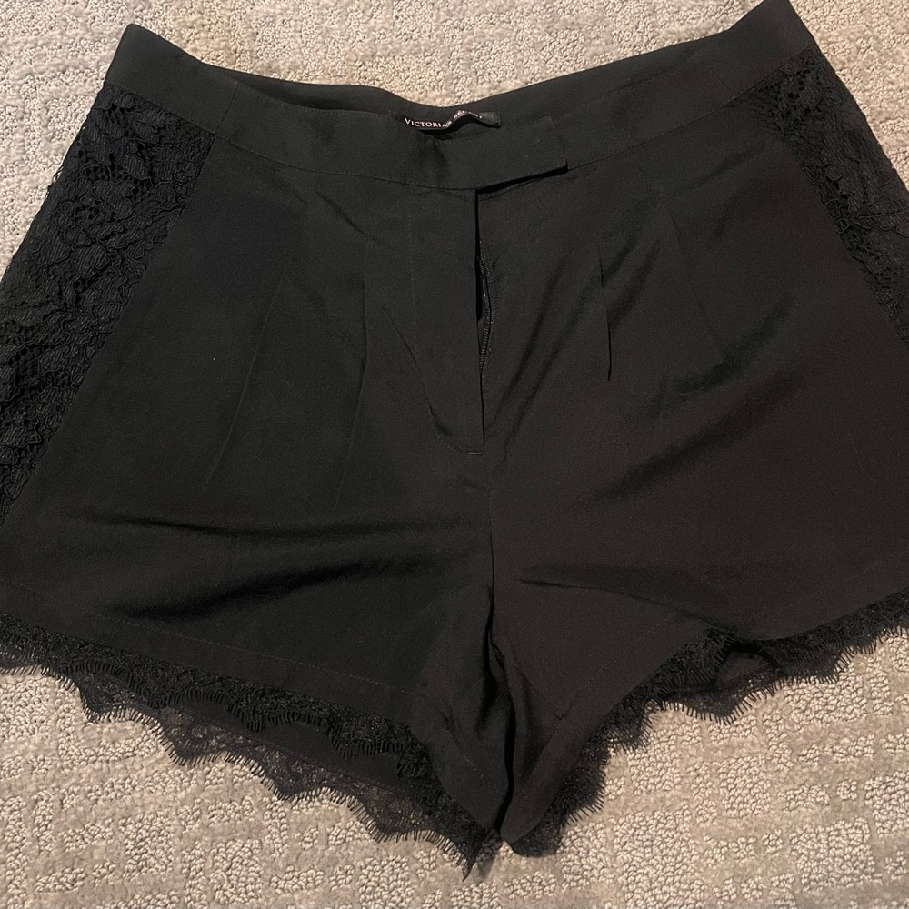 Black Lace Trim Women's Shorts